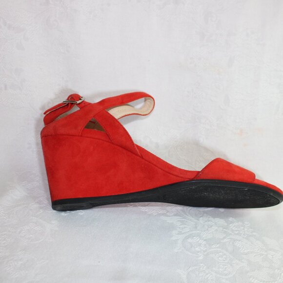 Prada Red Swede Wedges - Picture 1 of 14